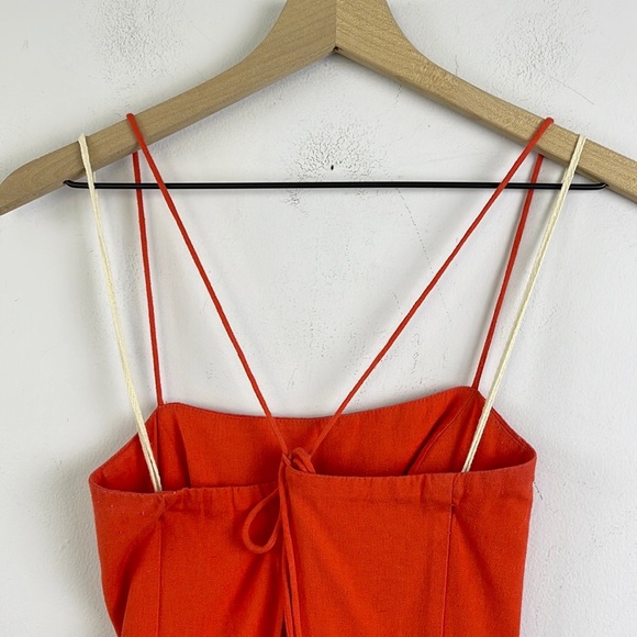 Free People Francesca Midi Dress Square Neck Size XS Orange Red - Picture 7 of 13